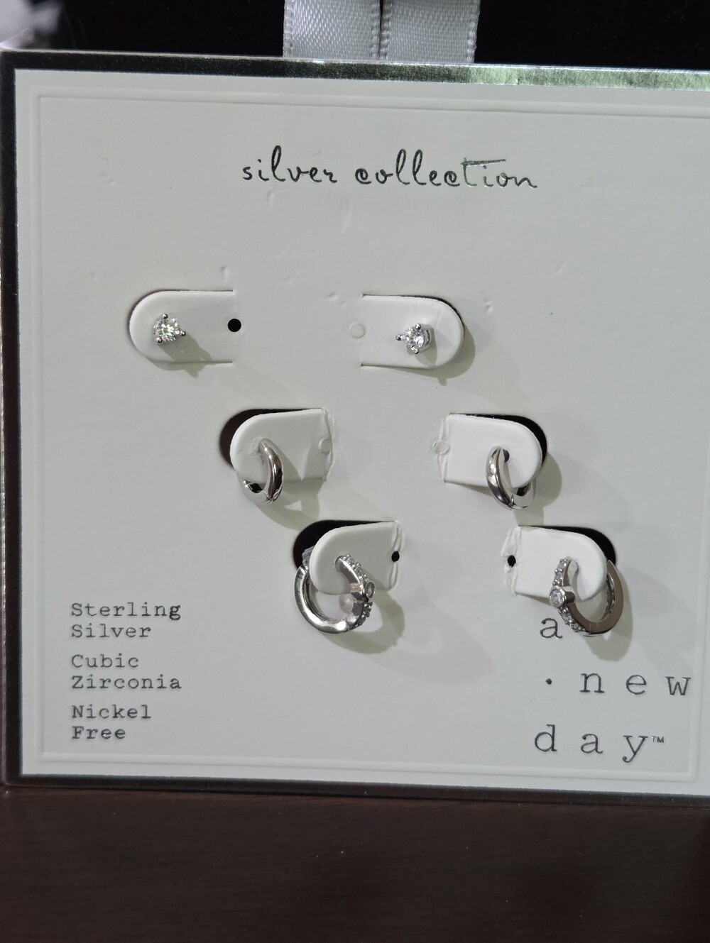 a new day Sterling Silver Cubic Zirconia Earring Set NEW
